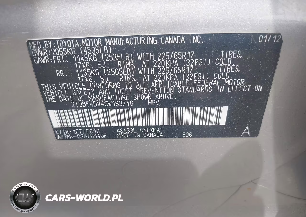 2012 Toyota Rav4 VIN:2T3BF4DV4CW183746 - 9