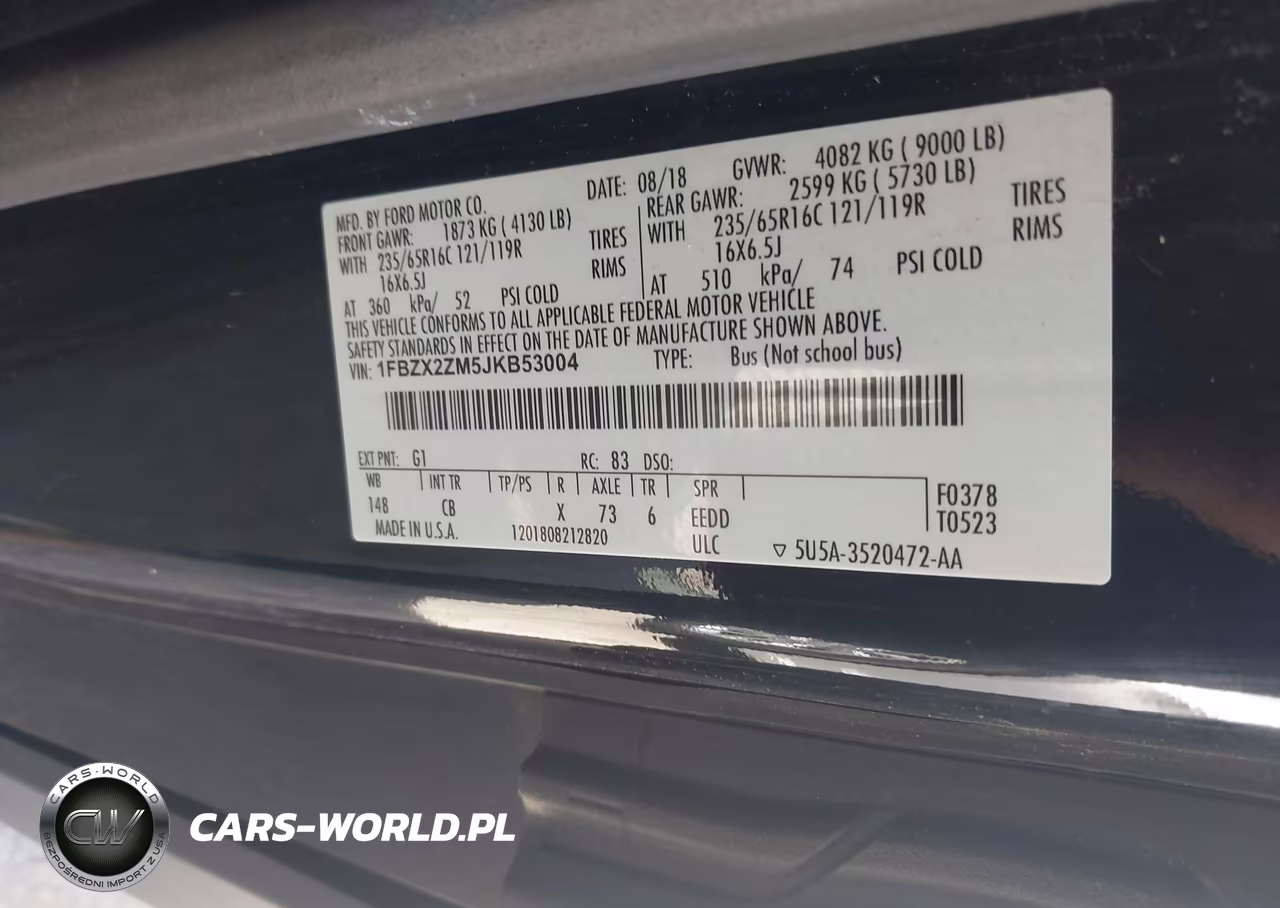2018 Ford Transit-350 Xl VIN:1FBZX2ZM5JKB53004 - 9