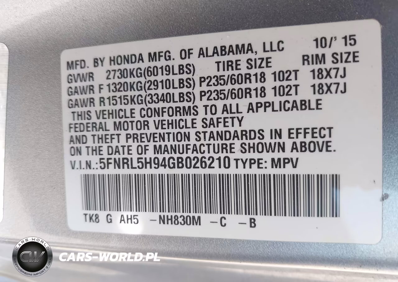 2016 Honda Odyssey Touring-Touring Elite VIN:5FNRL5H94GB026210 - 9