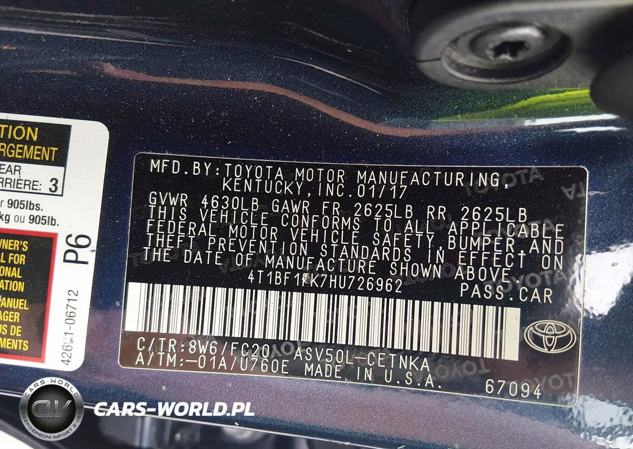 2017 Toyota Camry Le VIN:4T1BF1FK7HU726962 - 9