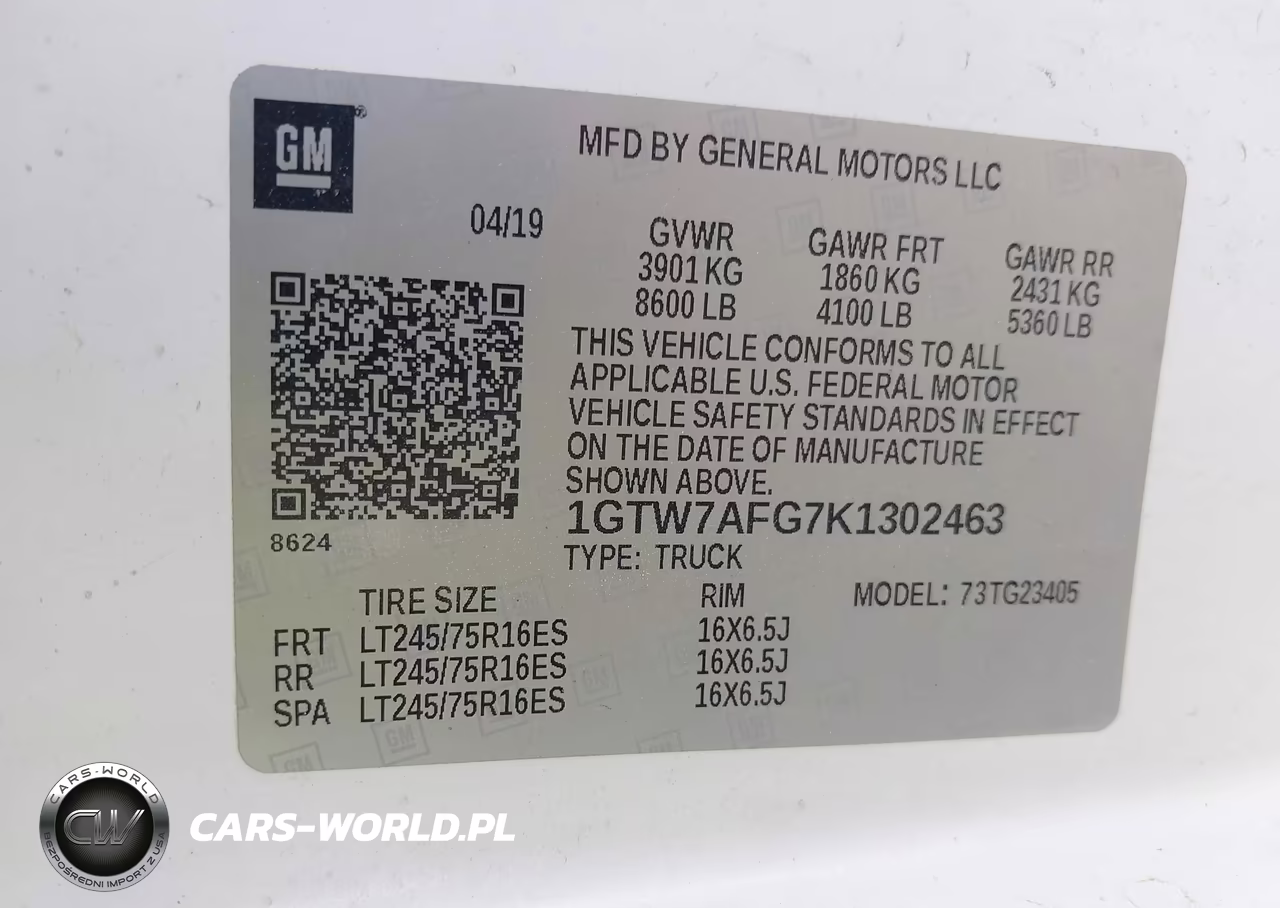 2019 GMC Savana 2500 Work Van VIN:1GTW7AFG7K1302463 - 9