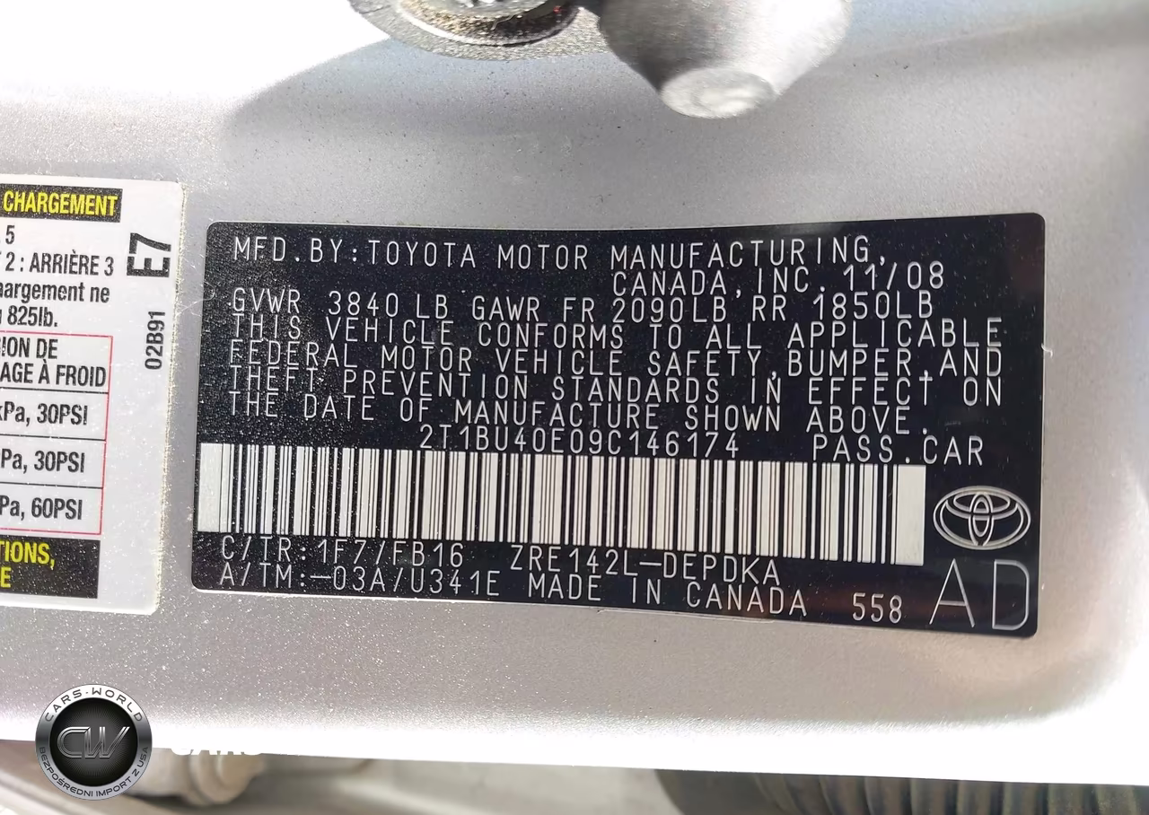 2009 Toyota Corolla Base VIN:2T1BU40E09C146174 - 9