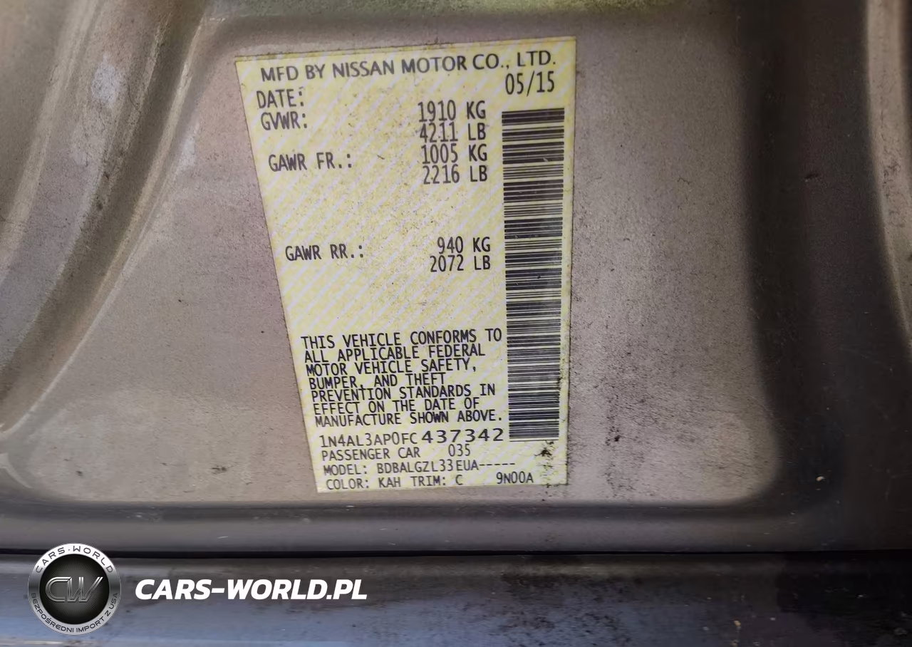 2015 Nissan Altima 2.5-2.5 S-2.5 Sl-2.5 Sv VIN:1N4AL3AP0FC437342 - 9