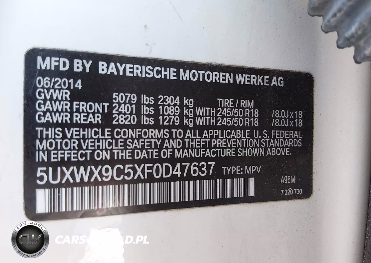 2015 BMW X3 xDrive28I VIN:5UXWX9C5XF0D47637 - 9