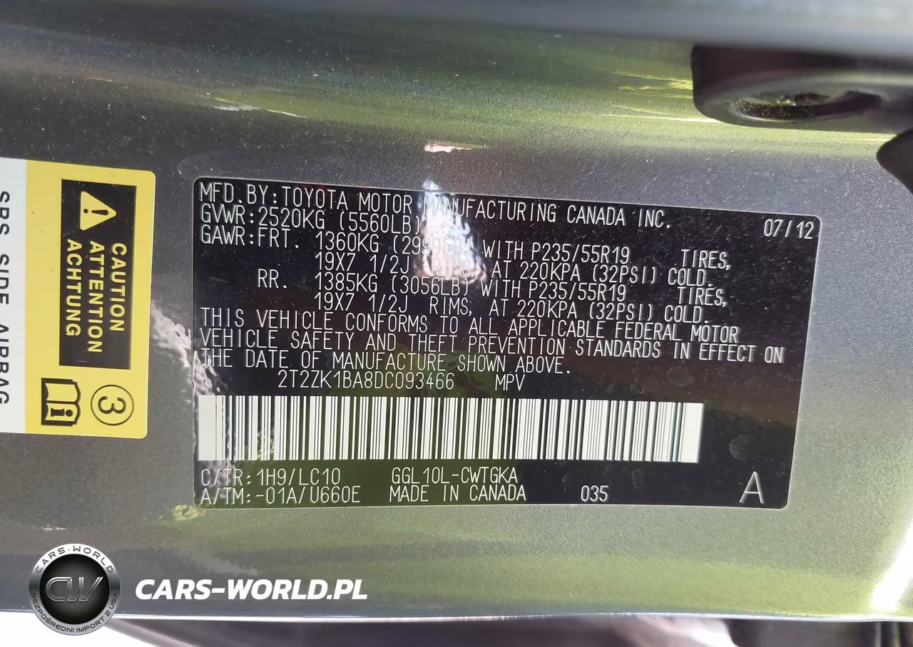2013 Lexus Rx 350 VIN:2T2ZK1BA8DC093466 - 9