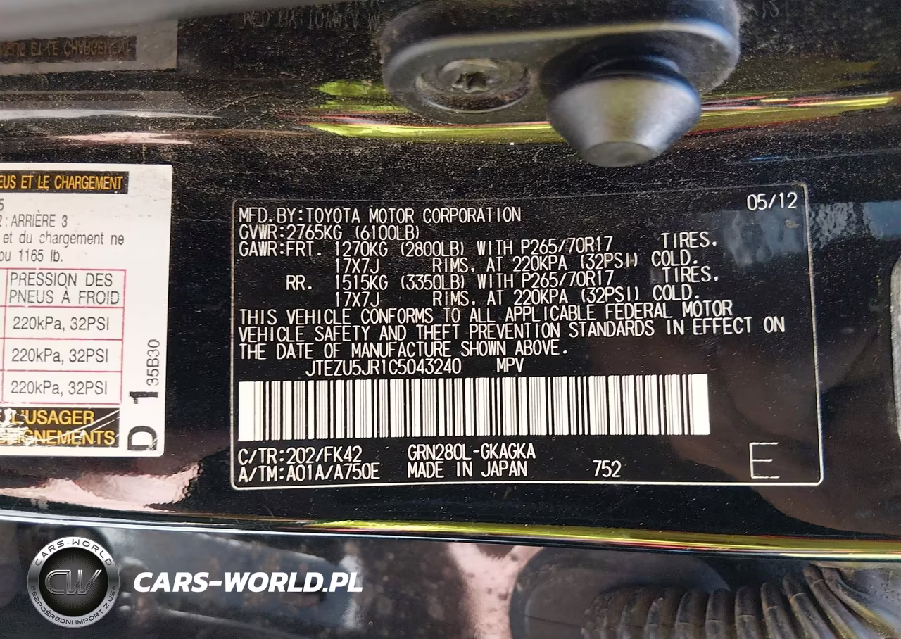 2012 Toyota 4Runner Sr5 VIN:JTEZU5JR1C5043240 - 9
