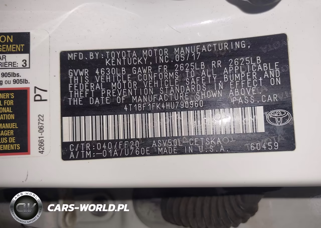 2017 Toyota Camry Se VIN:4T1BF1FK4HU790960 - 9
