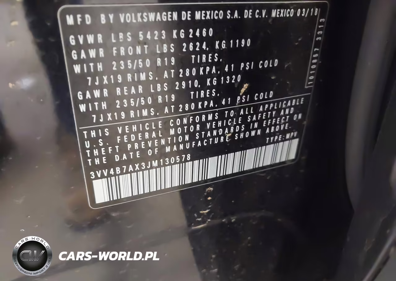 2018 Volkswagen Tiguan 2.0T Sel Premium VIN:3VV4B7AX3JM130578 - 9