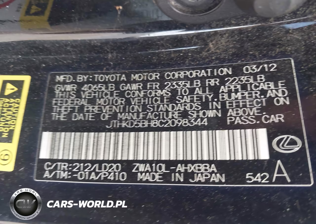 2012 Lexus Ct 200H Premium VIN:JTHKD5BH8C2098344 - 9