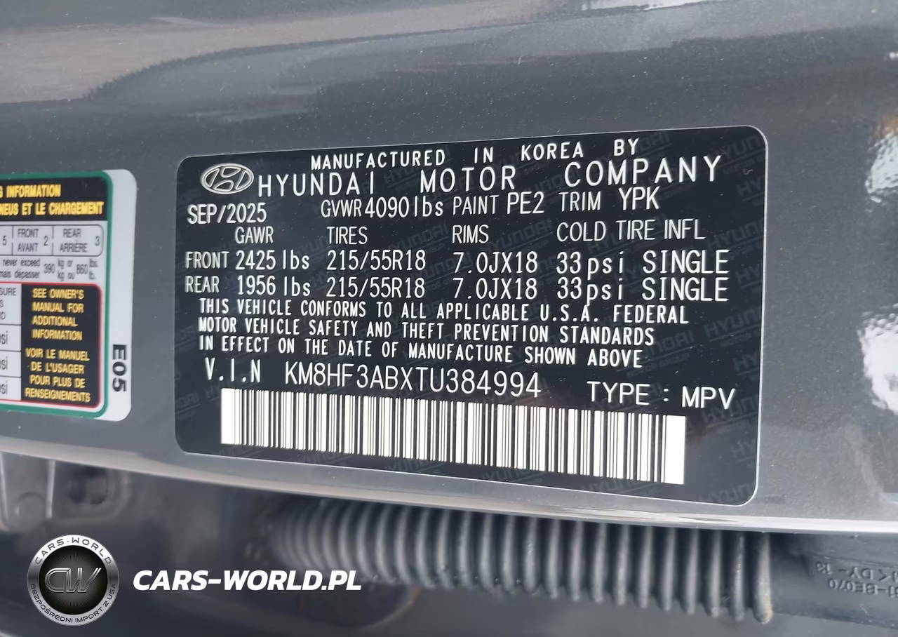 2026 Hyundai Kona Sel Sport VIN:KM8HF3ABXTU384994 - 9