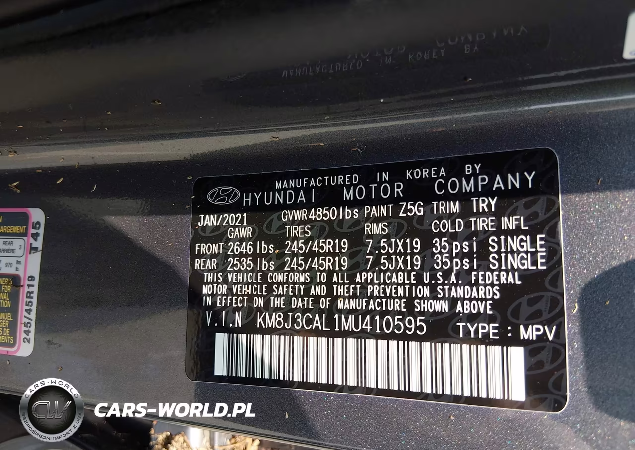2021 Hyundai Tucson Sport VIN:KM8J3CAL1MU410595 - 9
