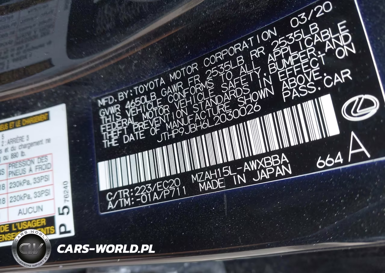 2020 Lexus Ux 250H VIN:JTHP9JBH6L2030026 - 9