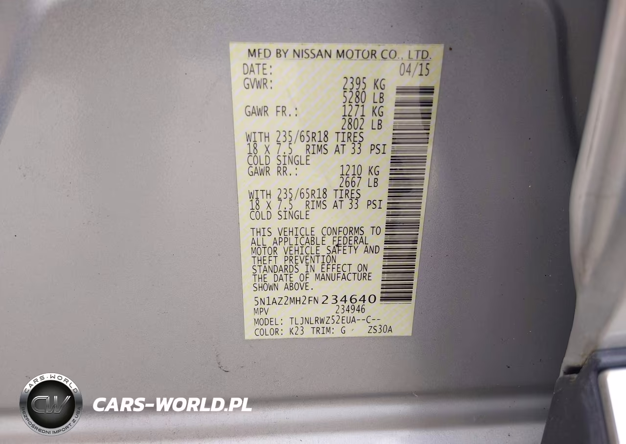 2015 Nissan Murano Sl VIN:5N1AZ2MH2FN234640 - 9
