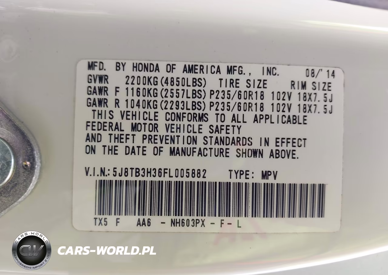 2015 Acura Rdx VIN:5J8TB3H36FL005882 - 9