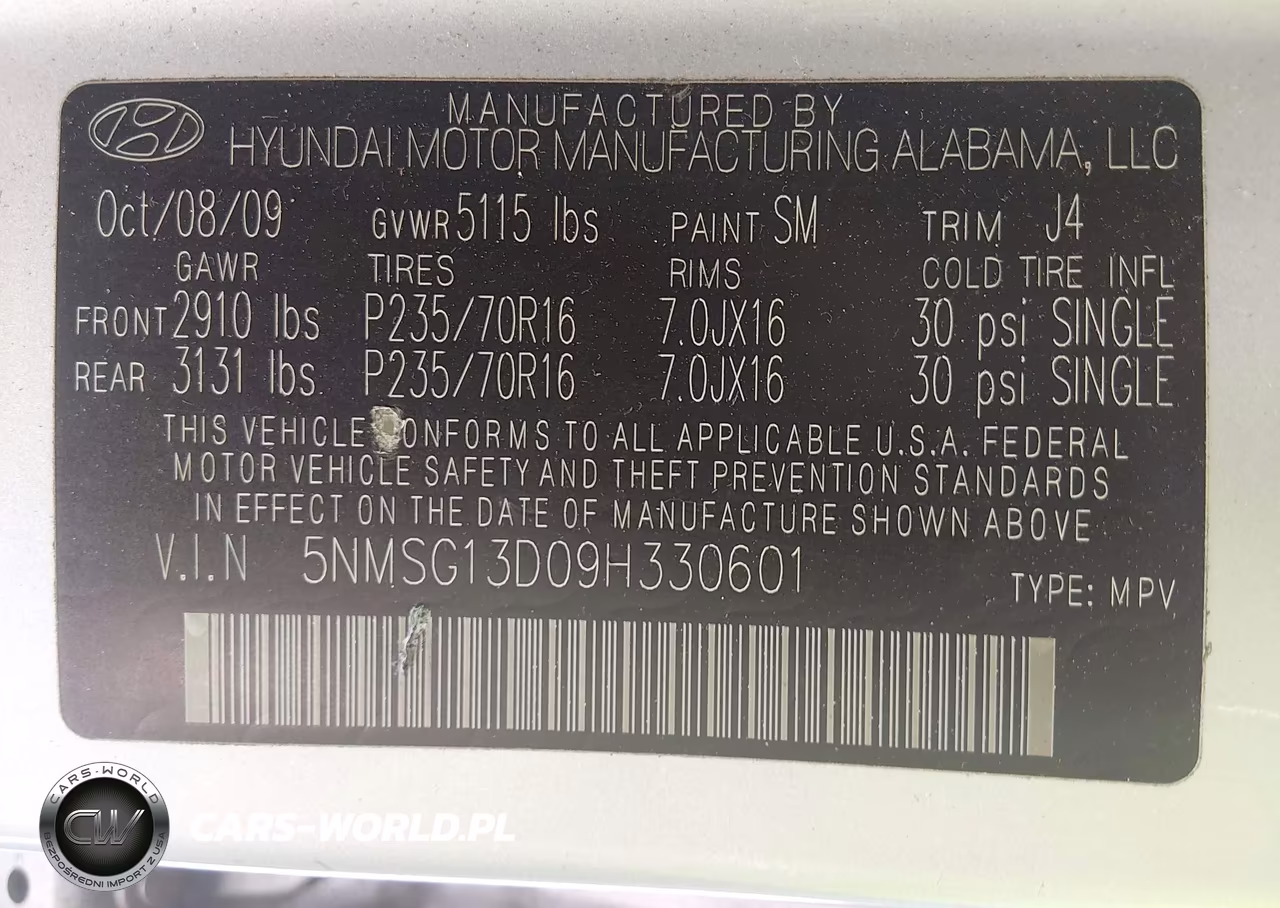 2009 Hyundai Santa Fe Gls VIN:5NMSG13D09H330601 - 9