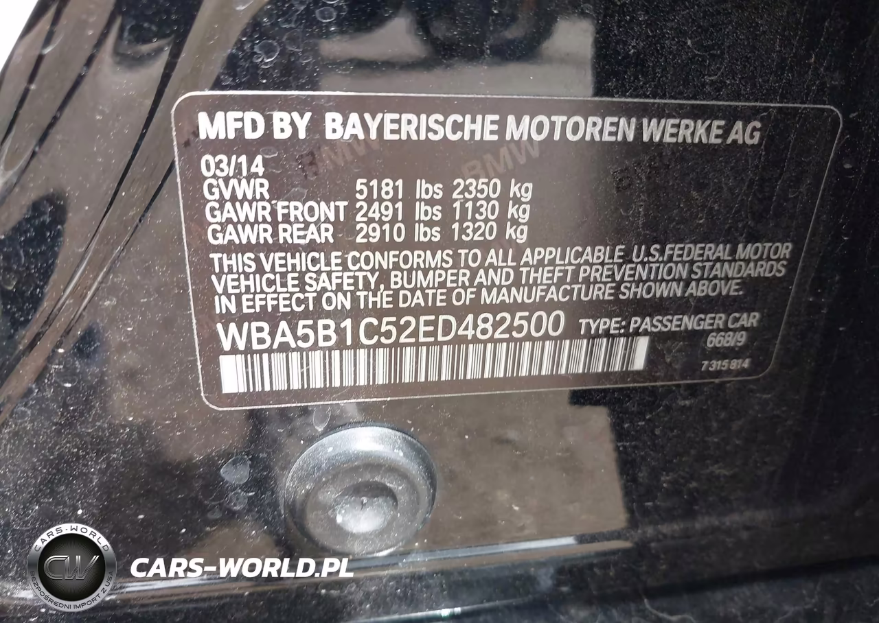 2014 BMW 535I VIN:WBA5B1C52ED482500 - 9