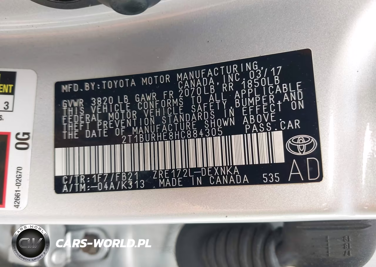 2017 Toyota Corolla Le VIN:2T1BURHE8HC884305 - 9