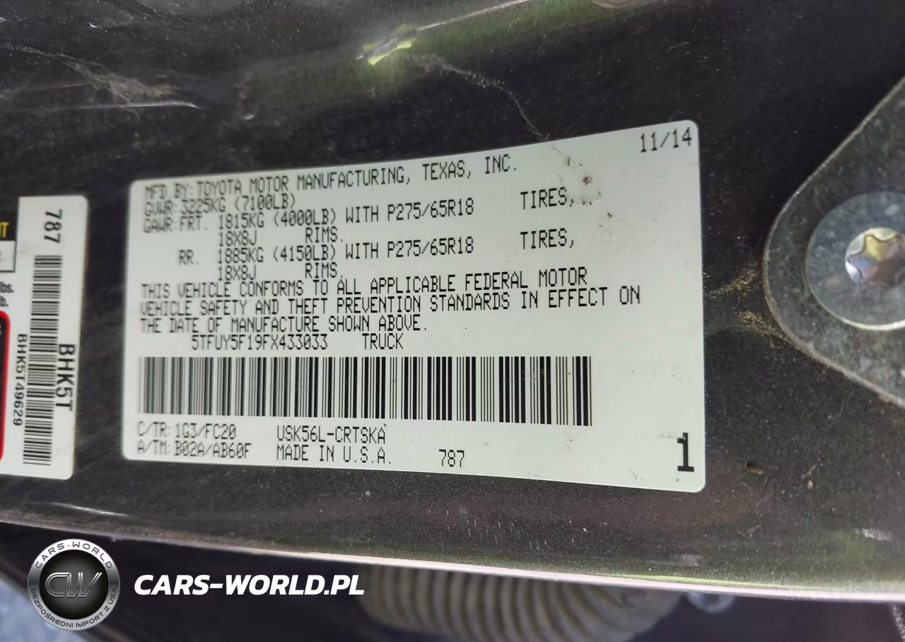 2015 Toyota Tundra Sr5 5.7L V8 VIN:5TFUY5F19FX433033 - 9