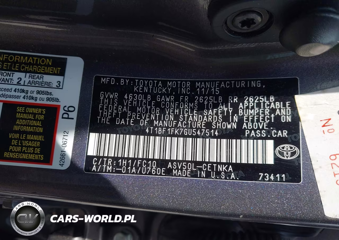 2016 Toyota Camry Le VIN:4T1BF1FK7GU547514 - 9