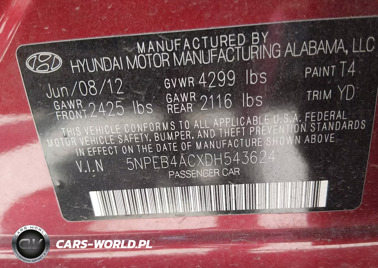 2013 Hyundai Sonata Gls VIN:5NPEB4ACXDH543624 - 9