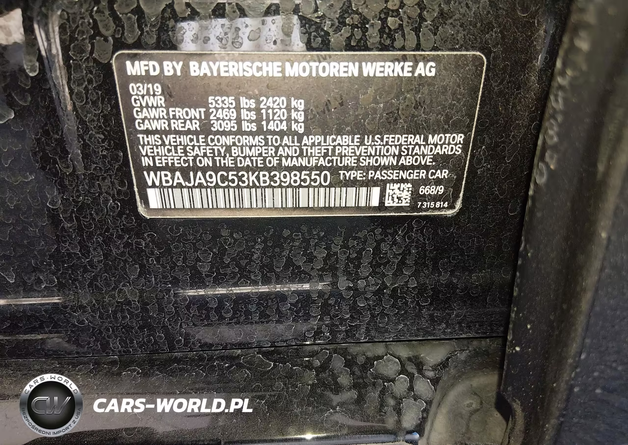 2019 BMW 530E Iperformance VIN:WBAJA9C53KB398550 - 9