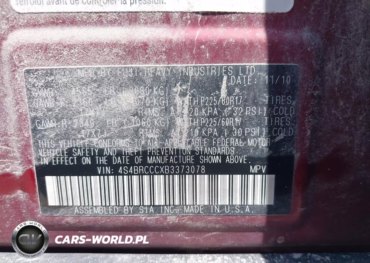 2011 Subaru Outback 2.5I Premium VIN:4S4BRCCCXB3373078 - 9