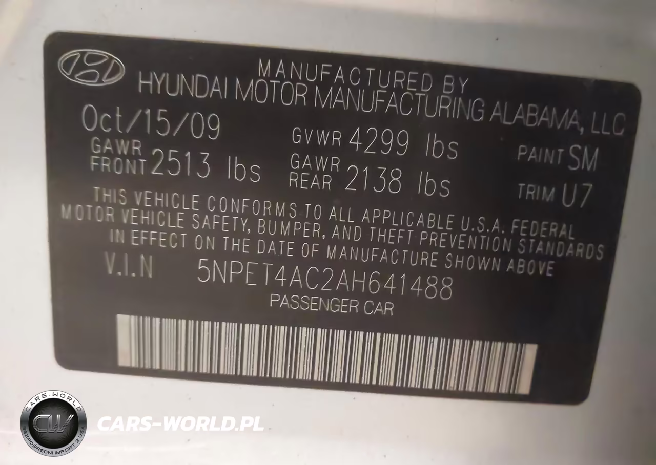 2010 Hyundai Sonata Gls VIN:5NPET4AC2AH641488 - 9