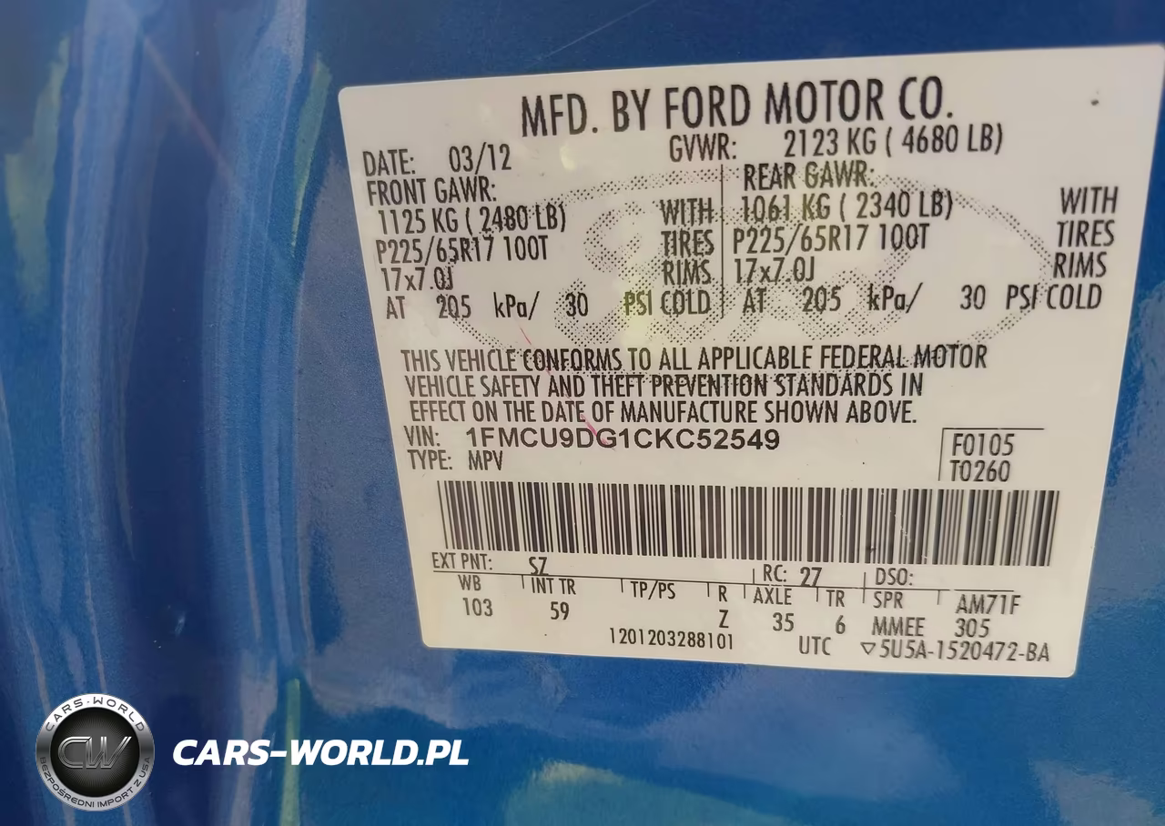 2012 Ford Escape Xlt VIN:1FMCU9DG1CKC52549 - 9