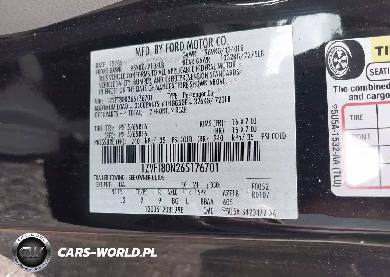 2006 Ford Mustang V6 VIN:1ZVFT80N265176701 - 9