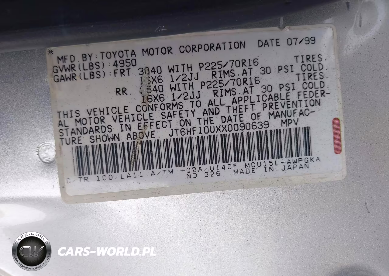 1999 Lexus Rx 300 VIN:JT6HF10UXX0090639 - 9