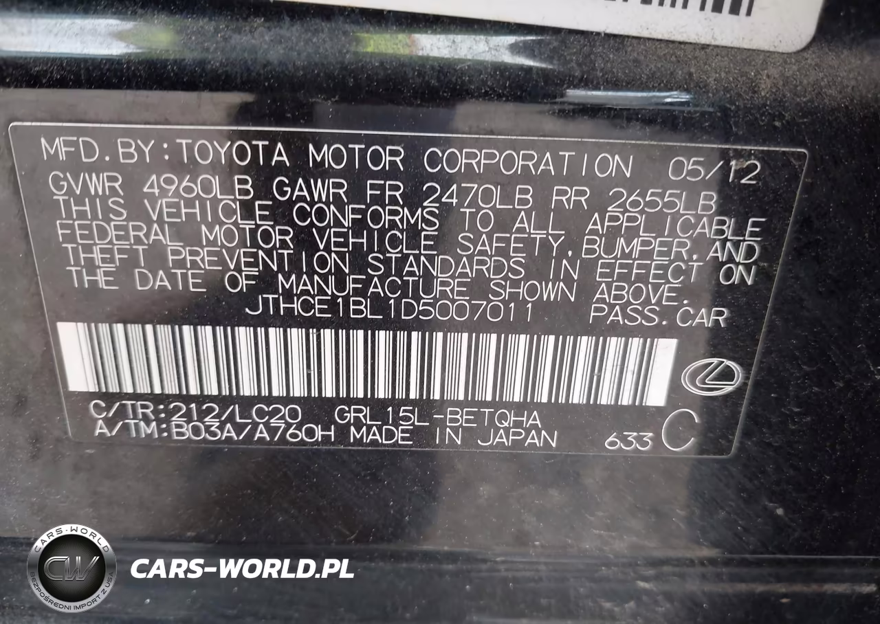 2013 Lexus Gs 350 VIN:JTHCE1BL1D5007011 - 9