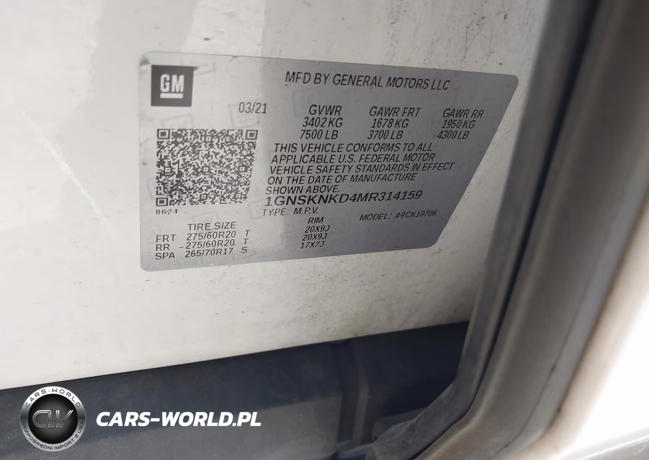 2021 Chevrolet Tahoe 4Wd Lt VIN:1GNSKNKD4MR314159 - 9