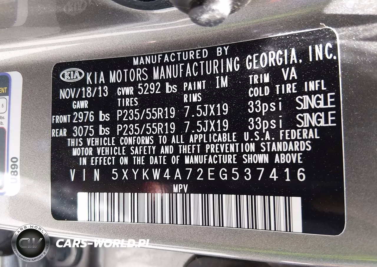 2014 Kia Sorento Limited V6 VIN:5XYKW4A72EG537416 - 9