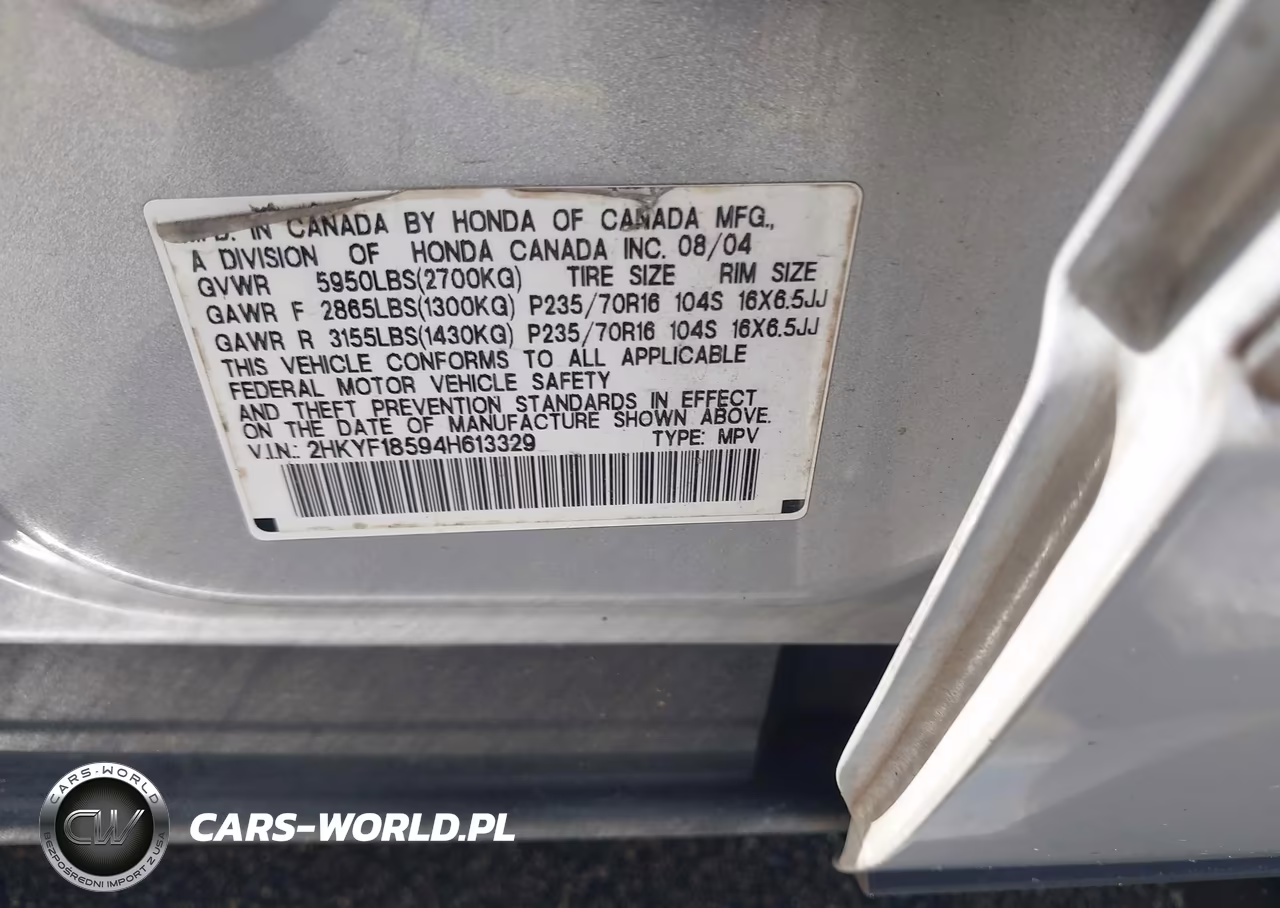 2004 Honda Pilot Ex-L VIN:2HKYF18594H613329 - 9