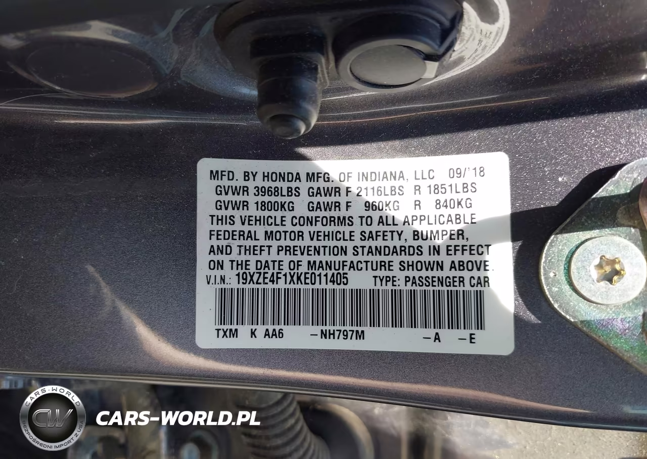 2019 Honda Insight Lx VIN:19XZE4F1XKE011405 - 9