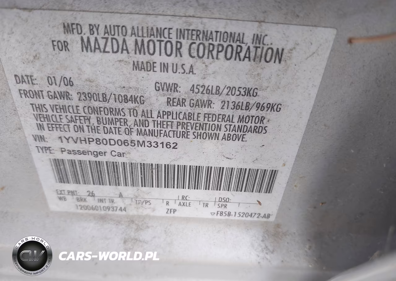 2006 Mazda Mazda6 Sport S VIN:1YVHP80D065M33162 - 9