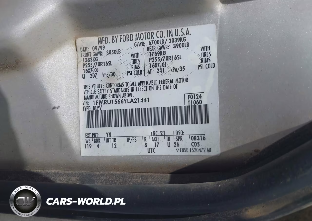 2000 Ford Expedition Xlt VIN:1FMRU1566YLA21441 - 9