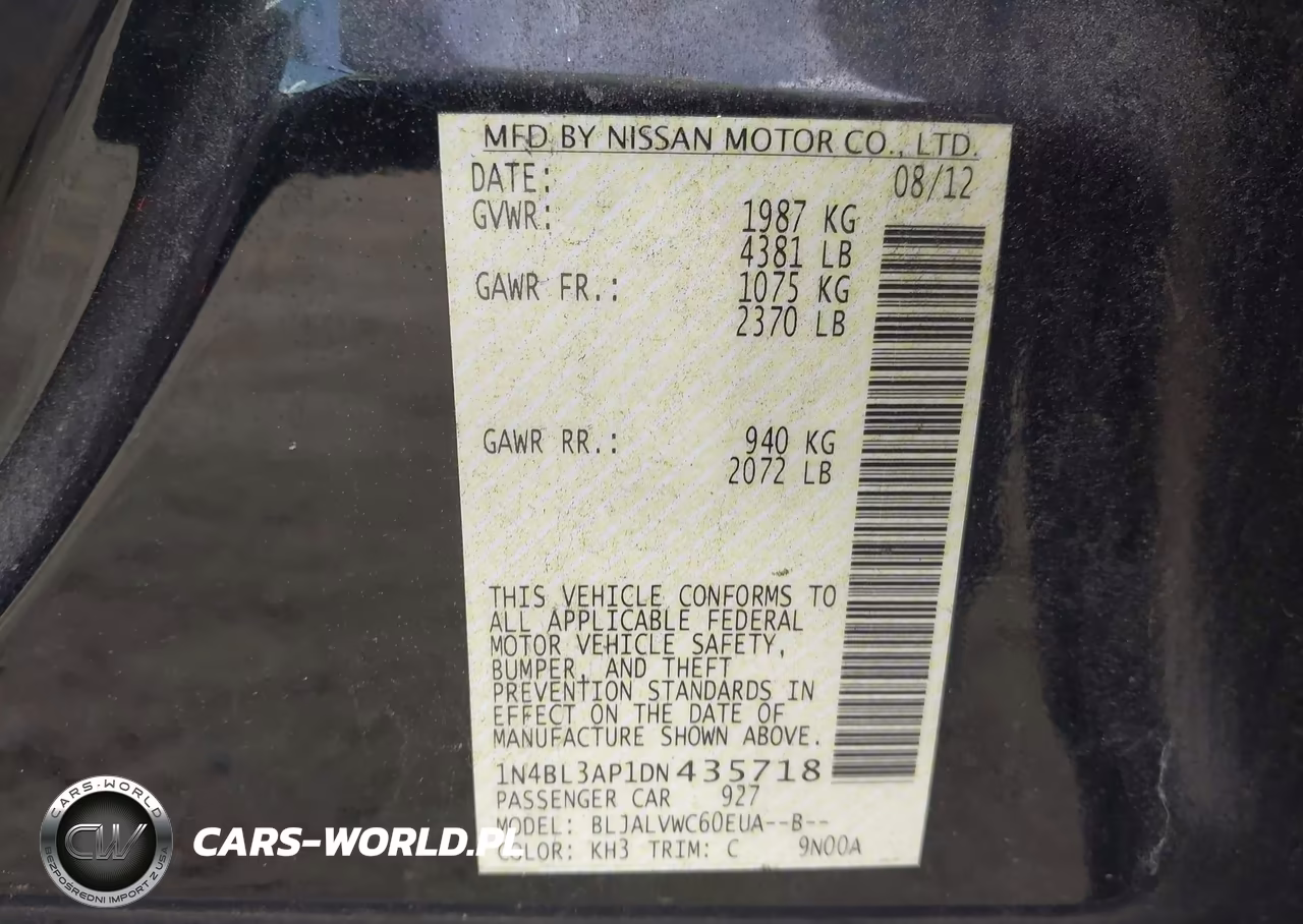 2013 Nissan Altima 3.5 Sl VIN:1N4BL3AP1DN435718 - 9