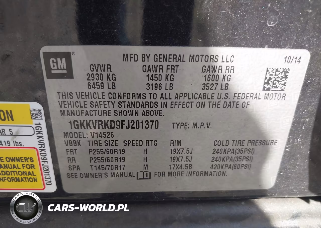 2015 GMC Acadia Slt-1 VIN:1GKKVRKD9FJ201370 - 9