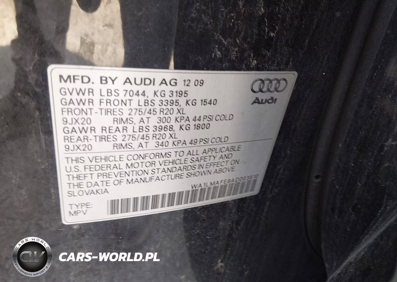 2010 Audi Q7 3.0 Tdi Premium VIN:WA1LMAFE9AD003610 - 9