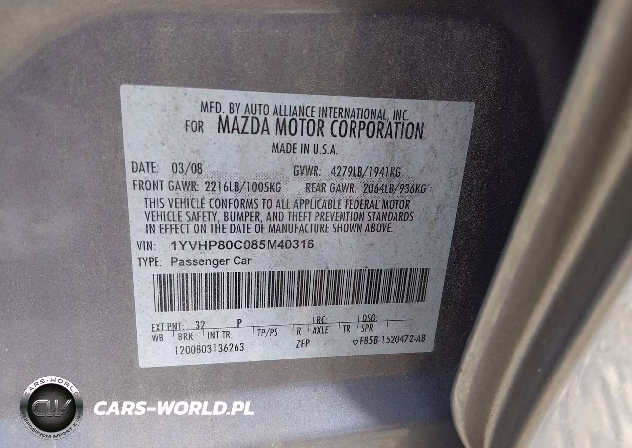 2008 Mazda Mazda6 I Sport Ve VIN:1YVHP80C085M40316 - 9