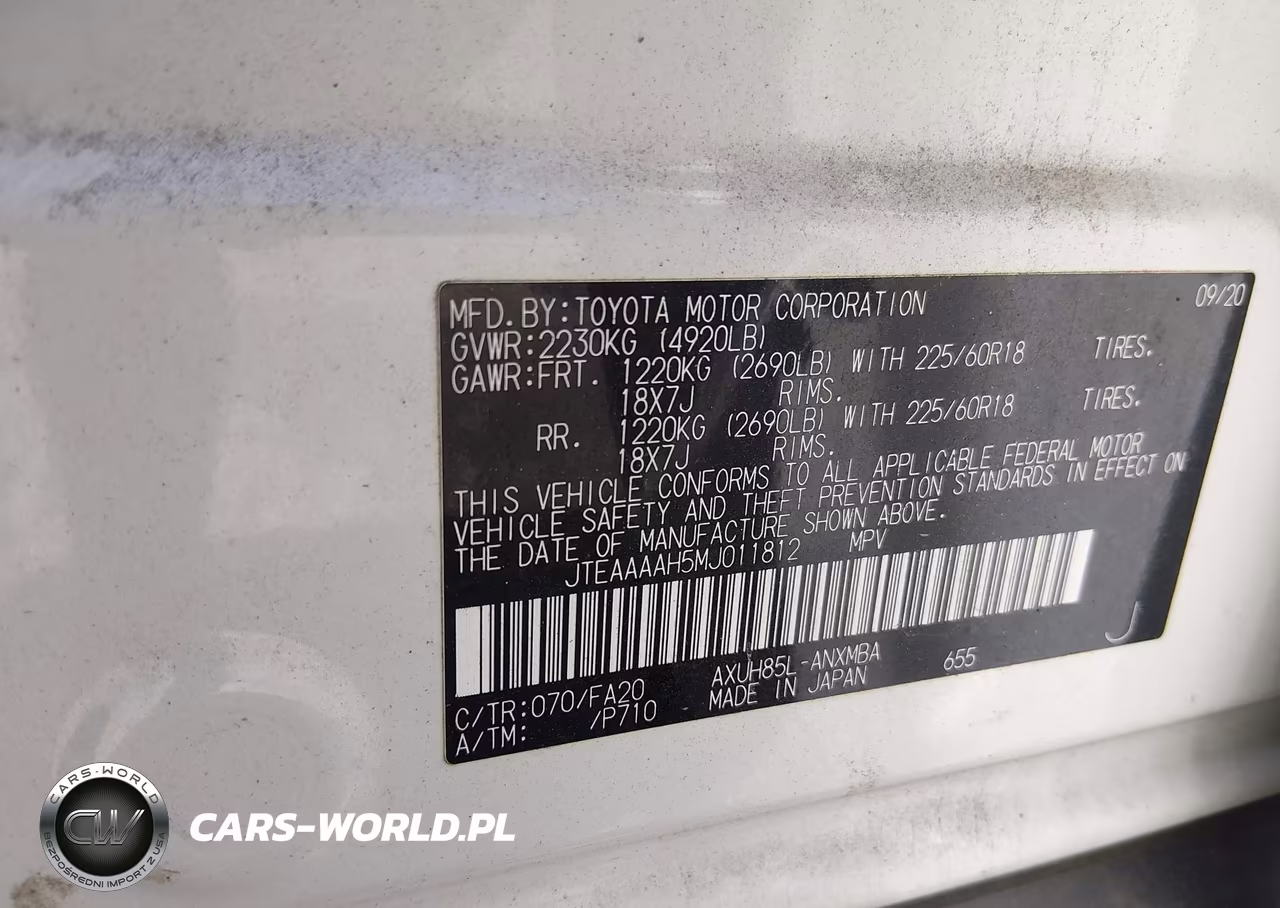 2021 Toyota Venza Le VIN:JTEAAAAH5MJ011812 - 9