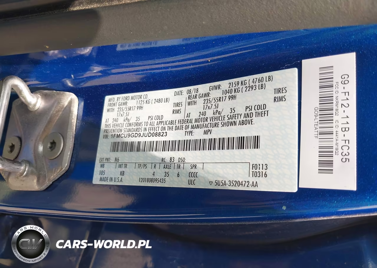 2018 Ford Escape Se VIN:1FMCU9GD9JUD08823 - 9