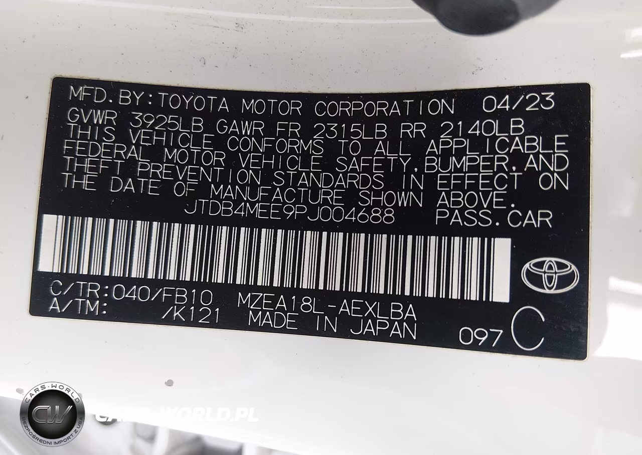 2023 Toyota Corolla Le VIN:JTDB4MEE9PJ004688 - 9