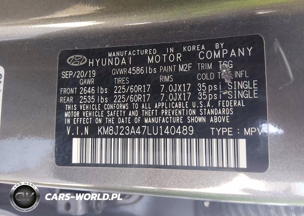 2020 Hyundai Tucson Se VIN:KM8J23A47LU140489 - 9