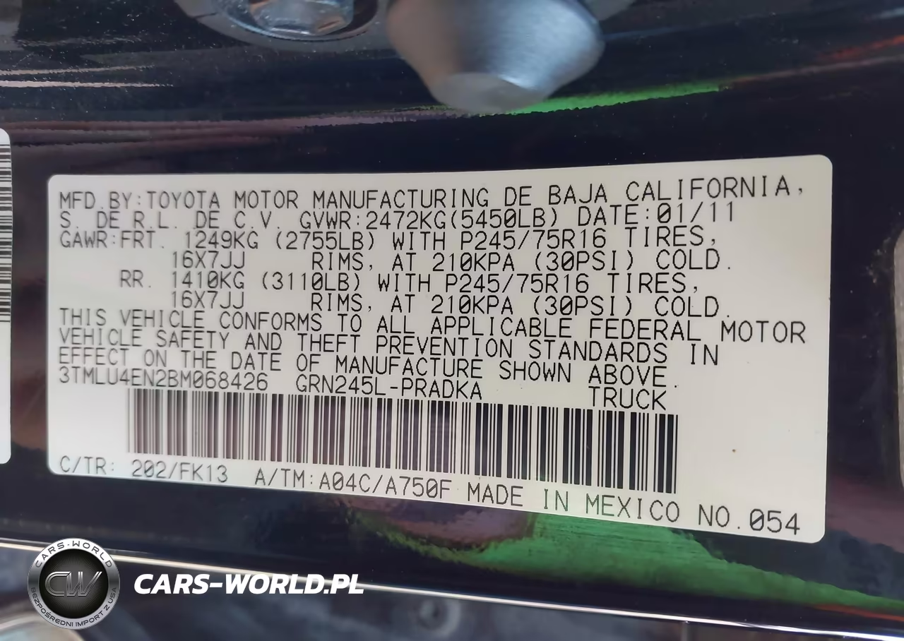 2011 Toyota Tacoma Base V6 VIN:3TMLU4EN2BM068426 - 9