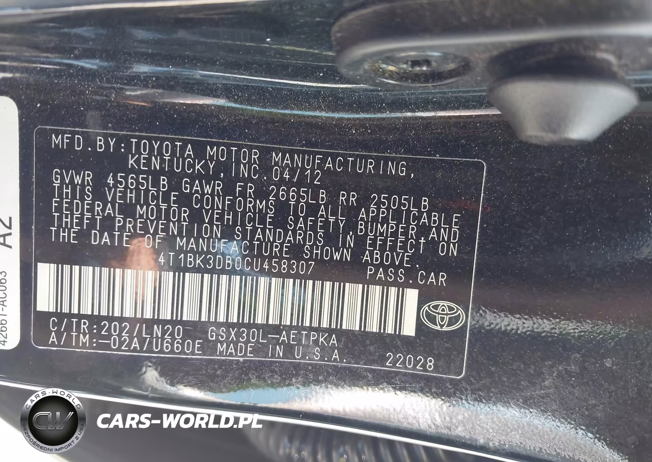 2012 Toyota Avalon Limited VIN:4T1BK3DB0CU458307 - 9