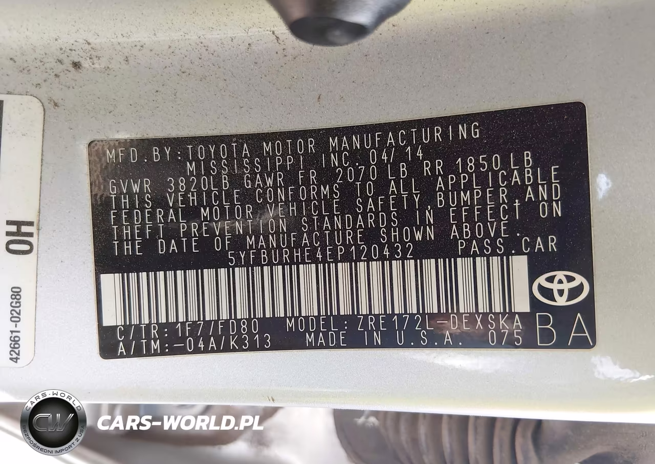 2014 Toyota Corolla S Plus VIN:5YFBURHE4EP120432 - 9