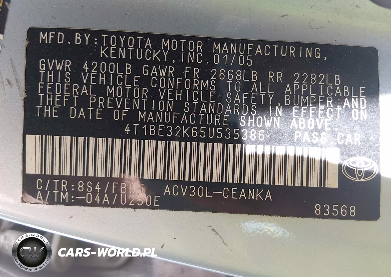 2005 Toyota Camry Le VIN:4T1BE32K65U535386 - 9