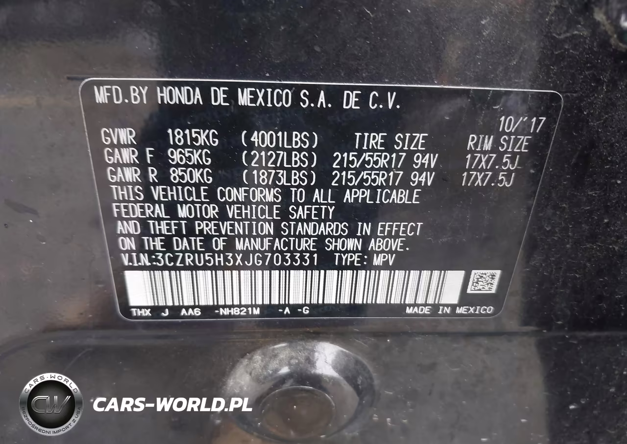 2018 Honda Hr-V Lx VIN:3CZRU5H3XJG703331 - 9